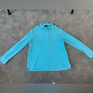 Polo Ralph Lauren - Men’s long sleeve polo shirt - size XL - color: light teal
